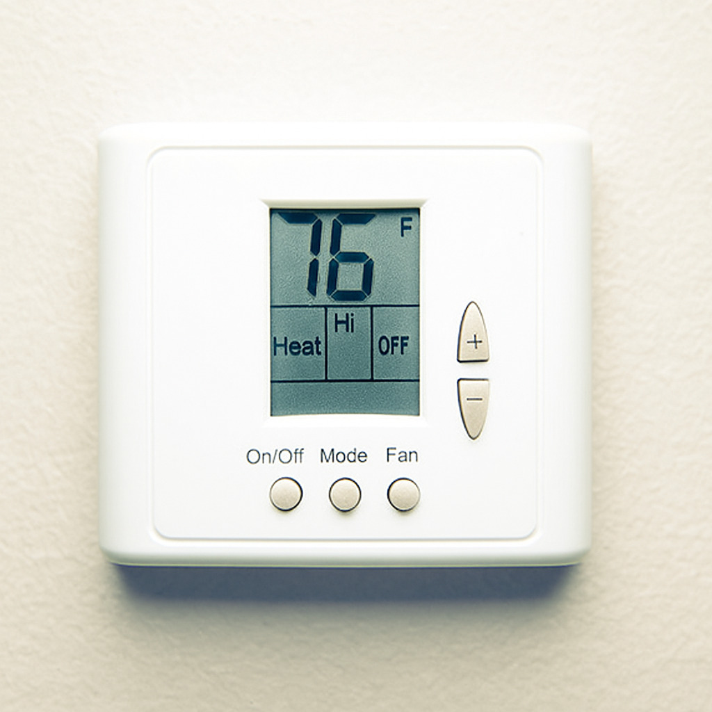 closeup of a home thermostat
