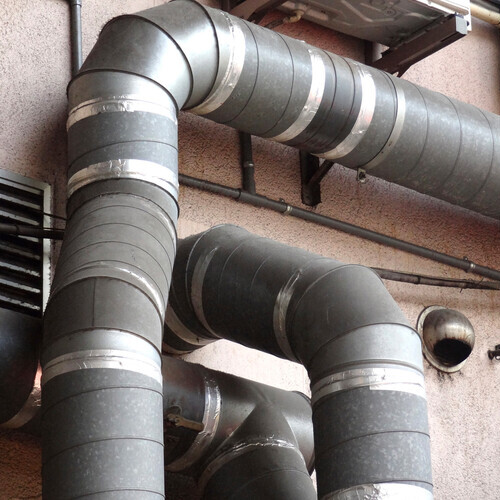 air ducts along a wall