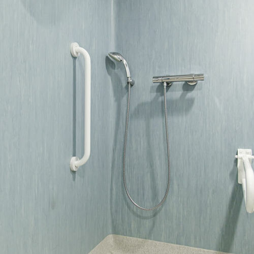 A new shower from a bathroom remodel.