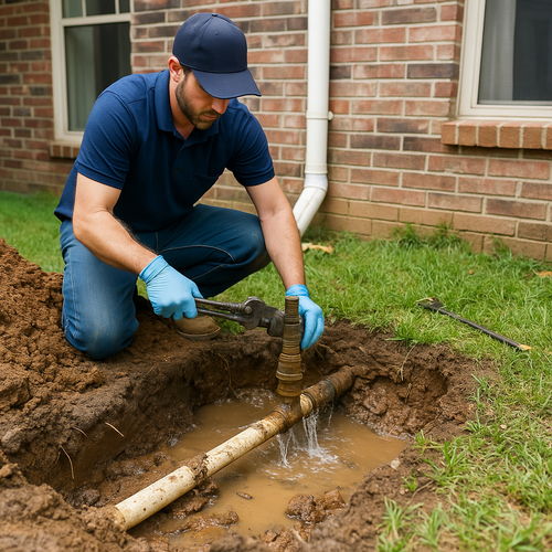 underground yard water leak