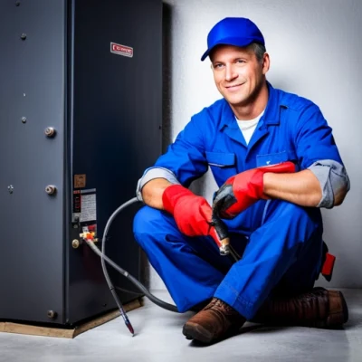 Furnace repair, in blue and red colors Furnace repair, in blue and red colors