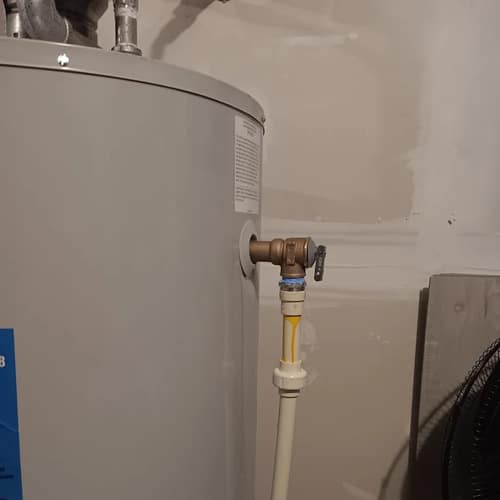side view of a water heater
